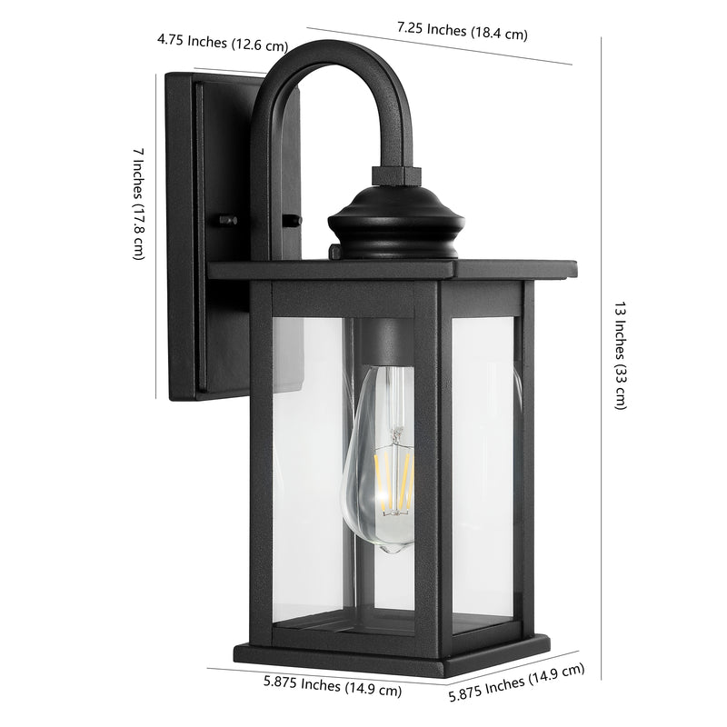 Cary 5.9" Iron/Glass Traditional Modern Lantern LED Outdoor Lantern - JONATHAN Y