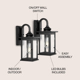 Cary 5.9" Iron/Glass Traditional Modern Lantern LED Outdoor Lantern - JONATHAN Y