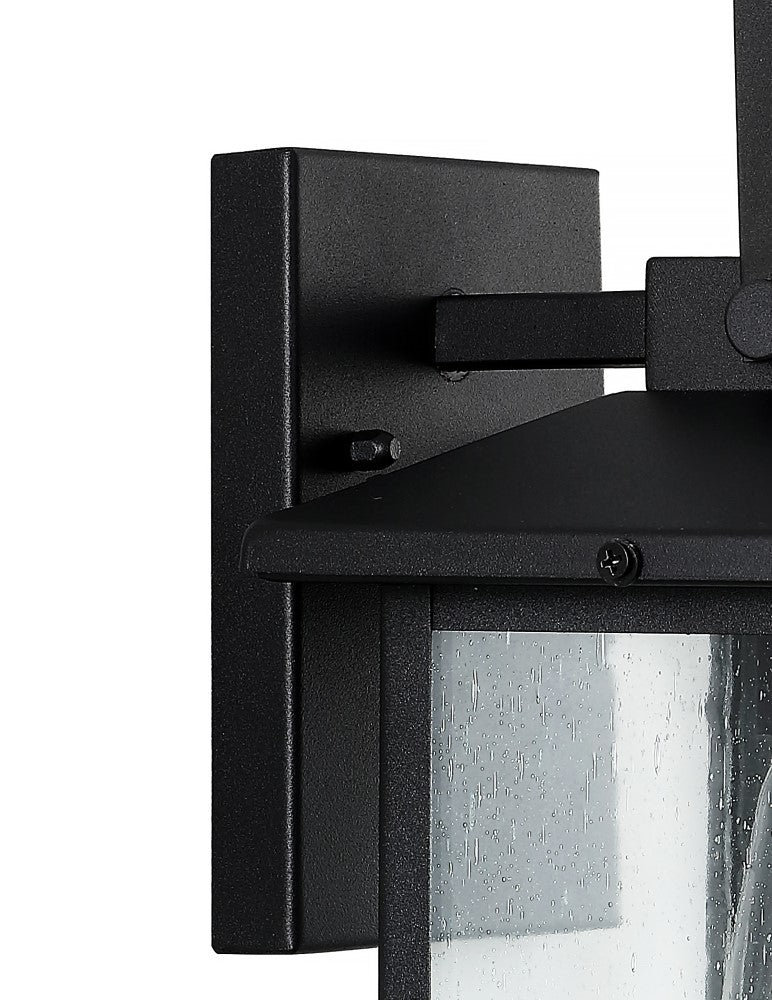 Bungalow 6.75" Iron/Seeded Glass Rustic Traditional Lantern LED Outdoor Lantern - JONATHAN Y