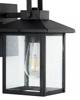 Bungalow 6.75" Iron/Seeded Glass Rustic Traditional Lantern LED Outdoor Lantern - JONATHAN Y