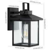Bungalow 6.75" Iron/Seeded Glass Rustic Traditional Lantern LED Outdoor Lantern - JONATHAN Y