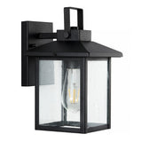 Bungalow 6.75" Iron/Seeded Glass Rustic Traditional Lantern LED Outdoor Lantern - JONATHAN Y