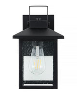 Bungalow 6.75" Iron/Seeded Glass Rustic Traditional Lantern LED Outdoor Lantern - JONATHAN Y