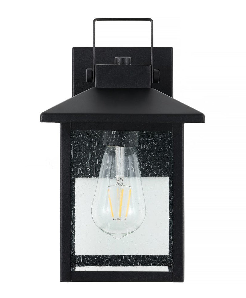Bungalow 6.75" Iron/Seeded Glass Rustic Traditional Lantern LED Outdoor Lantern - JONATHAN Y