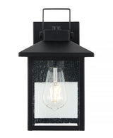Bungalow 6.75" Iron/Seeded Glass Rustic Traditional Lantern LED Outdoor Lantern - JONATHAN Y