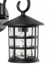 Cadiz 6" Iron/Seeded Glass Cottage Rustic Scrolled Lantern LED Outdoor Lantern - JONATHAN Y