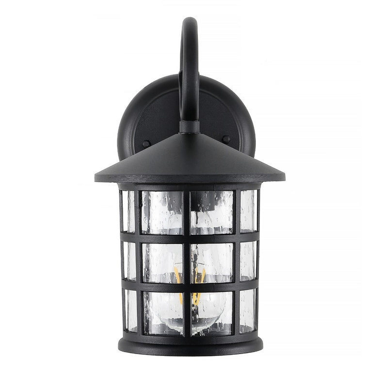 Cadiz 6" Iron/Seeded Glass Cottage Rustic Scrolled Lantern LED Outdoor Lantern - JONATHAN Y
