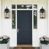 Cadiz 6" Iron/Seeded Glass Cottage Rustic Scrolled Lantern LED Outdoor Lantern - JONATHAN Y