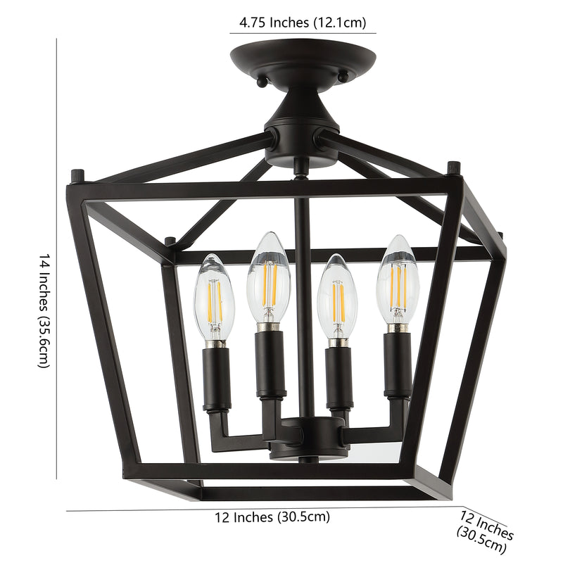 Plains Mini Lantern 12" Iron Modern Farmhouse LED Flush Mount