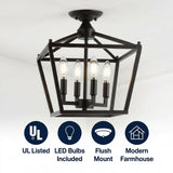 Plains Mini Lantern 12" Iron Modern Farmhouse LED Flush Mount Oil Rubbed Bronze – ICONS