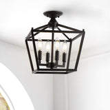 Plains Mini Lantern 12" Iron Modern Farmhouse LED Flush Mount