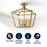 Plains Mini Lantern 12" Iron Modern Farmhouse LED Flush Mount