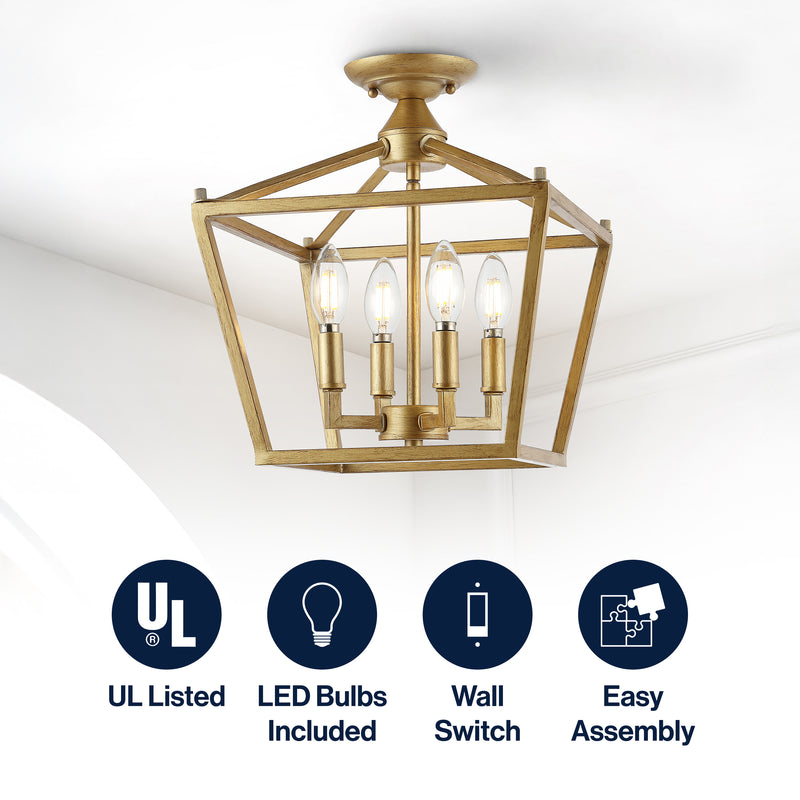 Plains Mini Lantern 12" Iron Modern Farmhouse LED Flush Mount