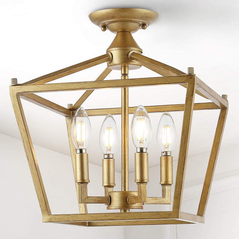 Plains Mini Lantern 12" Iron Modern Farmhouse LED Flush Mount
