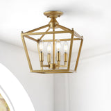 Plains Mini Lantern 12" Iron Modern Farmhouse LED Flush Mount