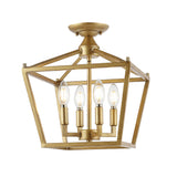 Plains Mini Lantern 12" Iron Modern Farmhouse LED Flush Mount