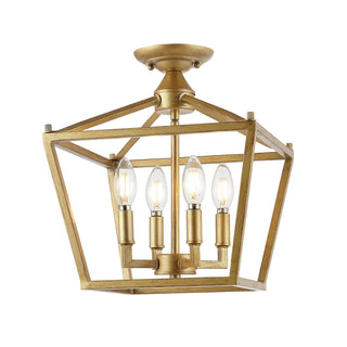 Plains Mini Lantern 12" Iron Modern Farmhouse LED Flush Mount