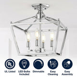 Plains Mini Lantern 12" Iron Modern Farmhouse LED Flush Mount Chrome – ICONS