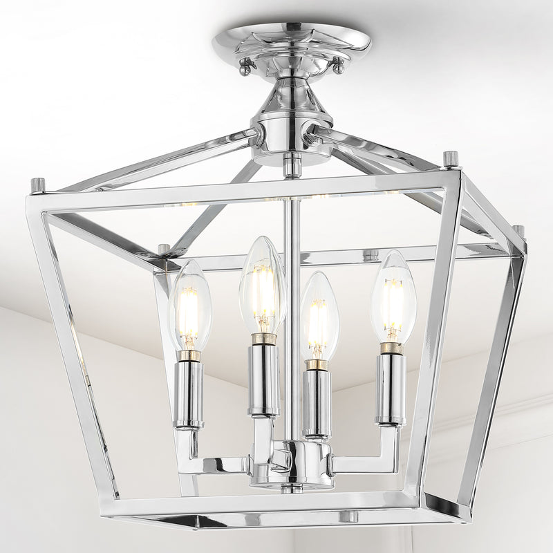 Plains Mini Lantern 12" Iron Modern Farmhouse LED Flush Mount