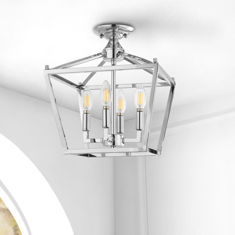 Plains Mini Lantern 12" Iron Modern Farmhouse LED Flush Mount