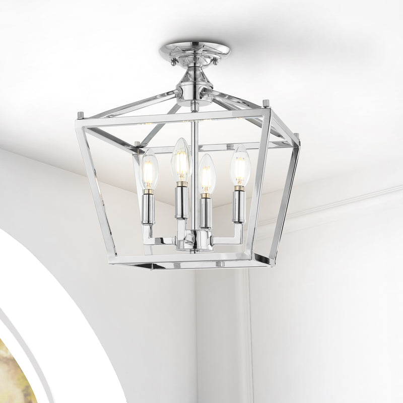 Plains Mini Lantern 12" Iron Modern Farmhouse LED Flush Mount