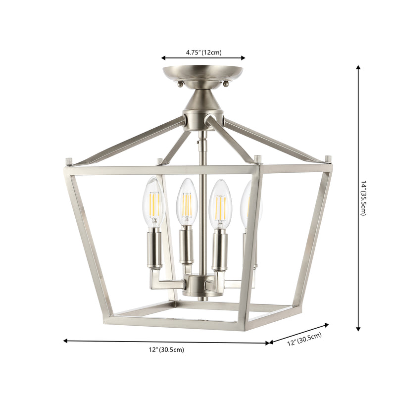 Plains Mini Lantern 12" Iron Modern Farmhouse LED Flush Mount