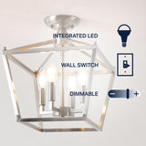 Plains Mini Lantern 12" Iron Modern Farmhouse LED Flush Mount