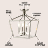 Plains Mini Lantern 12" Iron Modern Farmhouse LED Flush Mount