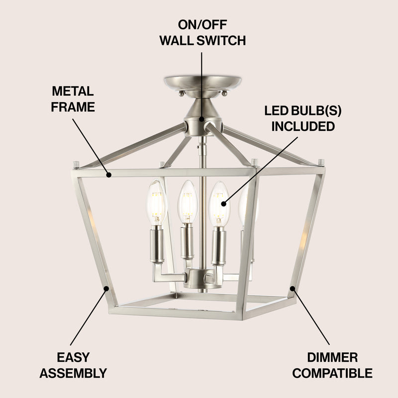 Plains Mini Lantern 12" Iron Modern Farmhouse LED Flush Mount