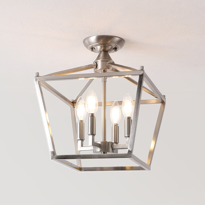 Plains Mini Lantern 12" Iron Modern Farmhouse LED Flush Mount
