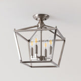 Plains Mini Lantern 12" Iron Modern Farmhouse LED Flush Mount