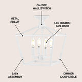 Plains Mini Lantern 12" Iron Modern Farmhouse LED Flush Mount