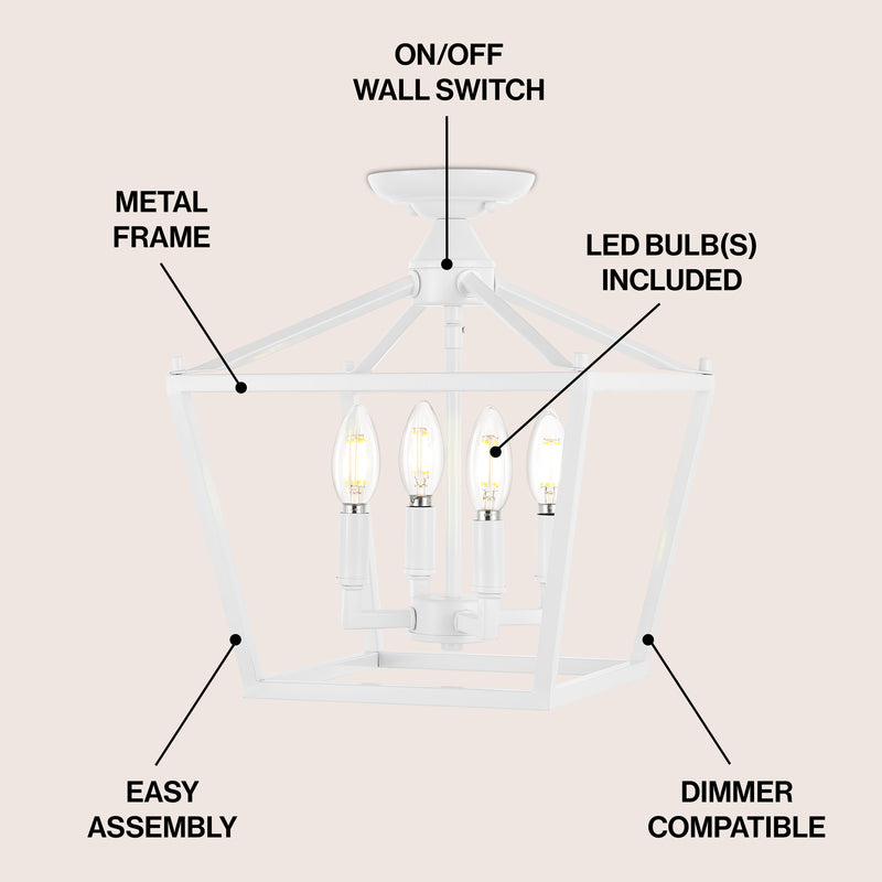 Plains Mini Lantern 12" Iron Modern Farmhouse LED Flush Mount