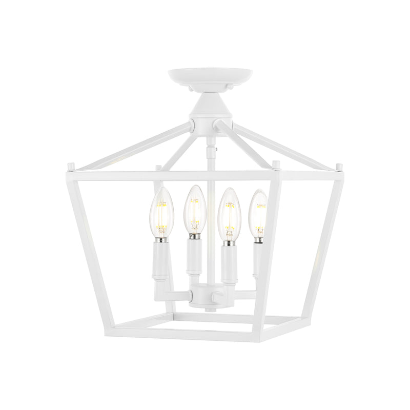Plains Mini Lantern 12" Iron Modern Farmhouse LED Flush Mount