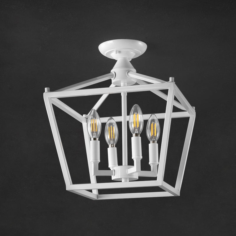 Plains Mini Lantern 12" Iron Modern Farmhouse LED Flush Mount