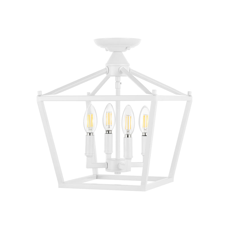 Plains Mini Lantern 12" Iron Modern Farmhouse LED Flush Mount