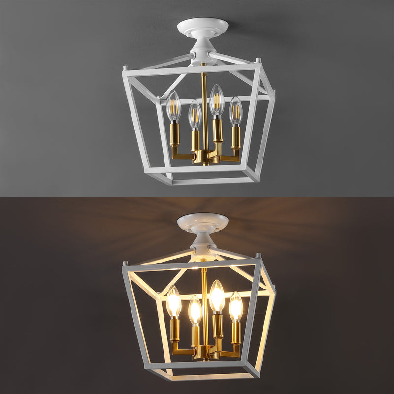 Plains Mini Lantern 12" Iron Modern Farmhouse LED Flush Mount