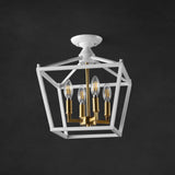 Plains Mini Lantern 12" Iron Modern Farmhouse LED Flush Mount