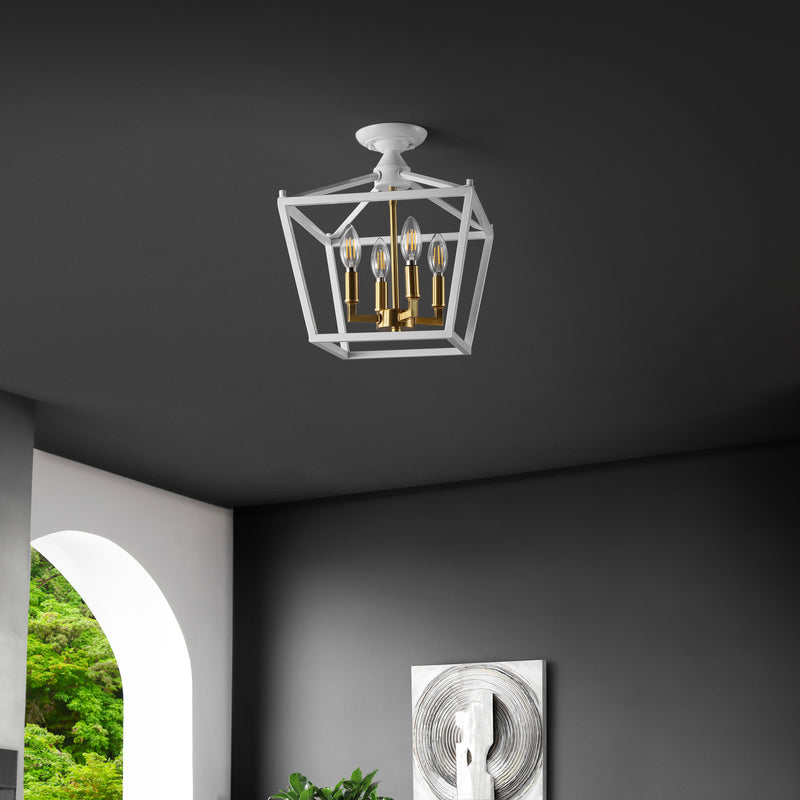 Plains Mini Lantern 12" Iron Modern Farmhouse LED Flush Mount