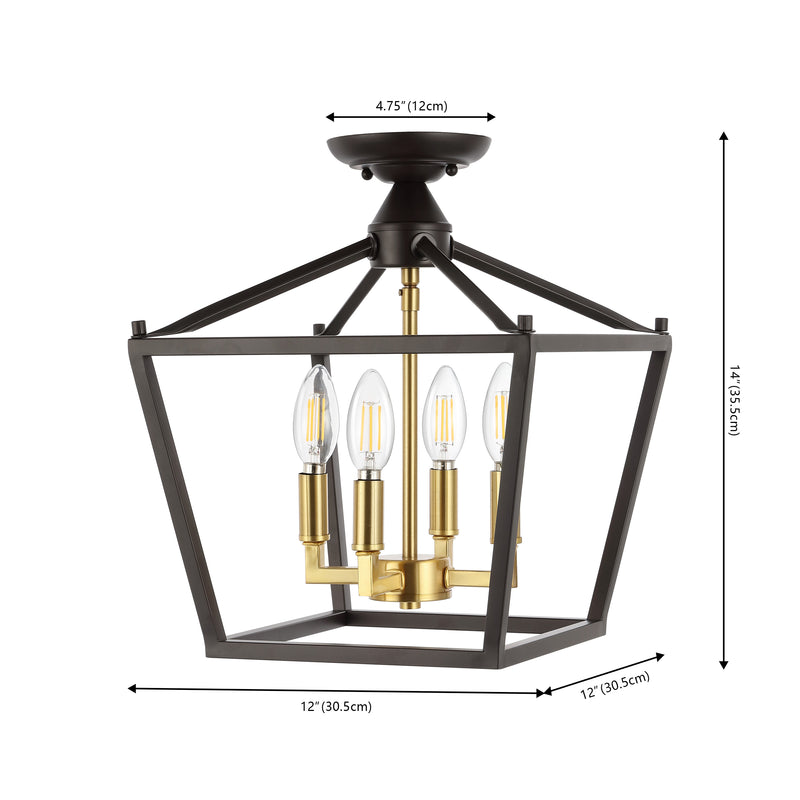 Plains Mini Lantern 12" Iron Modern Farmhouse LED Flush Mount