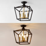 Plains Mini Lantern 12" Iron Modern Farmhouse LED Flush Mount