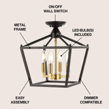 Plains Mini Lantern 12" Iron Modern Farmhouse LED Flush Mount