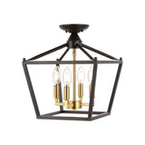 Plains Mini Lantern 12" Iron Modern Farmhouse LED Flush Mount