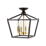 Plains Mini Lantern 12" Iron Modern Farmhouse LED Flush Mount