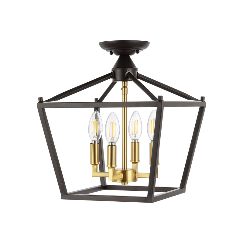 Plains Mini Lantern 12" Iron Modern Farmhouse LED Flush Mount