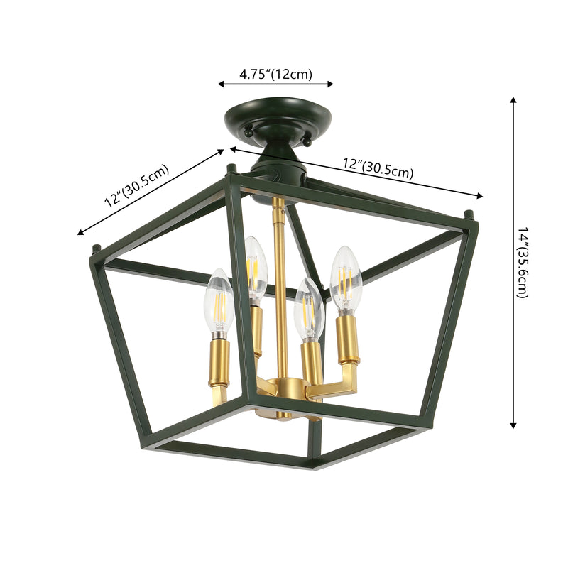 Plains Mini Lantern 12" Iron Modern Farmhouse LED Flush Mount