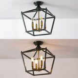 Plains Mini Lantern 12" Iron Modern Farmhouse LED Flush Mount