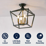 Plains Mini Lantern 12" Iron Modern Farmhouse LED Flush Mount