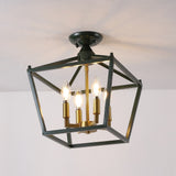 Plains Mini Lantern 12" Iron Modern Farmhouse LED Flush Mount