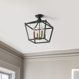 Plains Mini Lantern 12" Iron Modern Farmhouse LED Flush Mount